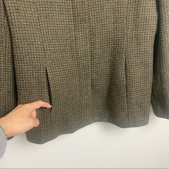 Vintage Barry Bricken Brown Plaid Wool Blazer 16 Plus Button Up Classic Preppy - Picture 7 of 14